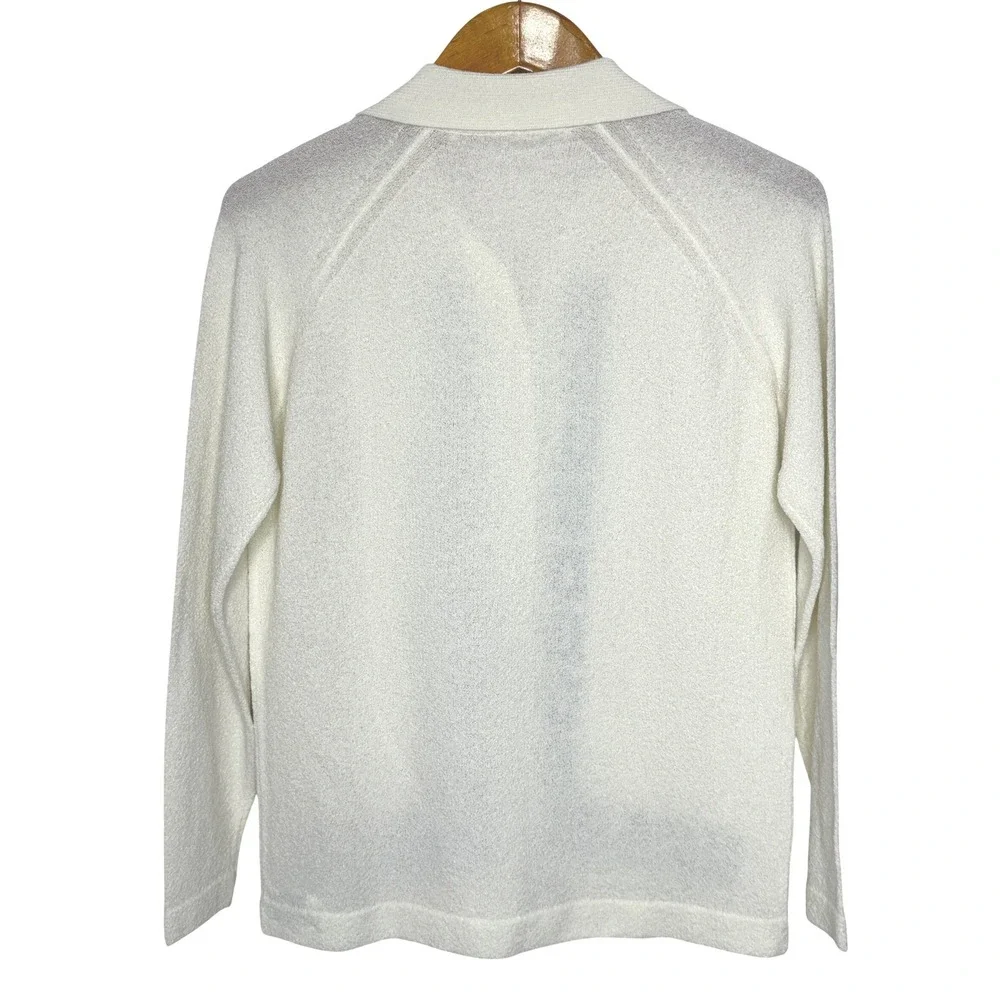 Vintage '60s Talbott Traveler Dacron‎ Cardigan Cream/Blue Small